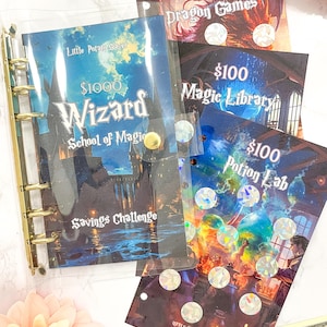1k 2.5k 5k Wizard Magic School SCRATCH OFF Savings Challenge | For A6 Budget Binder Cash Stuffing Savings Tracker Budgeting save scratchers