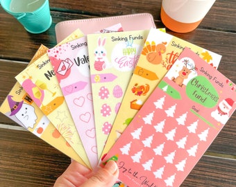 6 Holiday Savings Challenge BUNDLE | Money Tracker | Sinking Funds | Laminated | For A6 Budget Binder & cash envelope | Reusable
