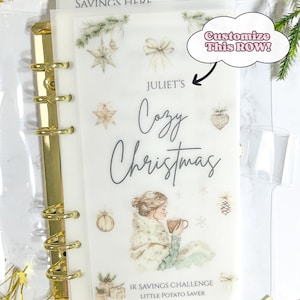 Cozy Christmas Savings Challenge l Matte Vellum Envelopes l Frosted Elegant Laminated Budget Money Tracker | Custom Name lSave 500 1k 5k 10k