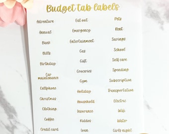 41 Étiquettes de l'onglet Budget des catégories | Organisez vos enveloppes d'argent | Autocollants pour onglets index pour ranger de l'argent dans des enveloppes et intercalaires de poche.