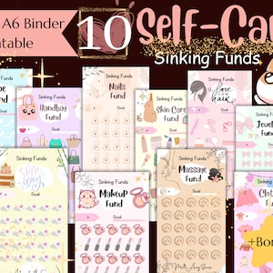 10 Self Care & Shopping Sinking Funds |  Printable | Budgeting | Money Tracker | For Cash Envelope | Savings Challenge | Fits A6 Binder