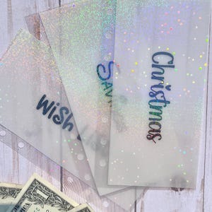Cash Enveloppe vélin holographique couleur sable l Enveloppe pour billets A6 | Rembourrage en espèces | Classeur Savings Challenge, enveloppe vélin, paillettes scintillantes