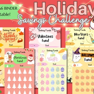 6 Holiday Savings Challenge |  Printable  | A6 Budgeting | Money Tracker | For Cash Envelope | Cash Stuffing | Fits A6 Binder