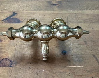 Vintage Solid poliertes Messing 2 Griff Wandmontage oberen Wasserhahn (nur Körper)