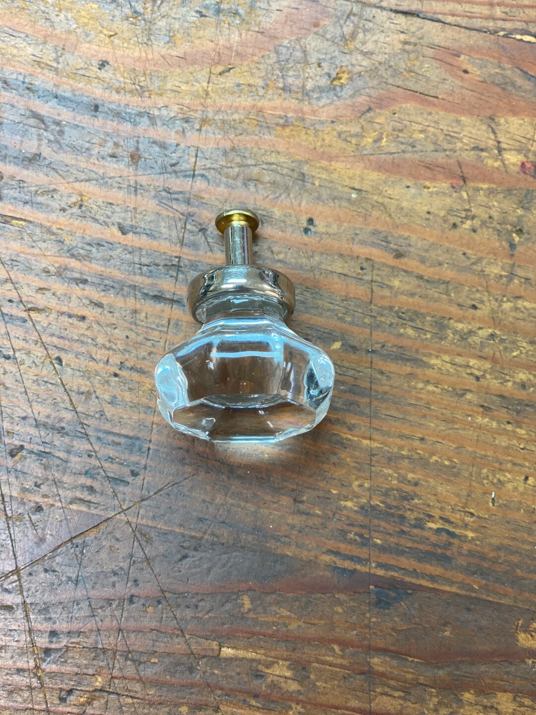 Glass Vintage Style Knob in Polished Nickel Etsy