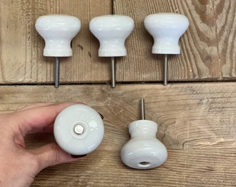Extra Large White Porcelain Cabinet Knob - 1 9/16" Diameter