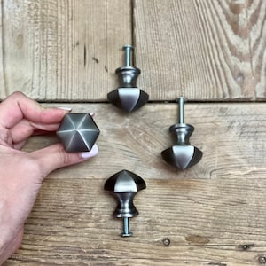 1-1/3&quot; - Emtek Hexagon - Antique Nickel Finish - Cabinet Knob