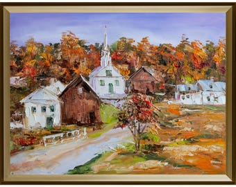 Fall in Vermont: Original Oil Painting on Paper