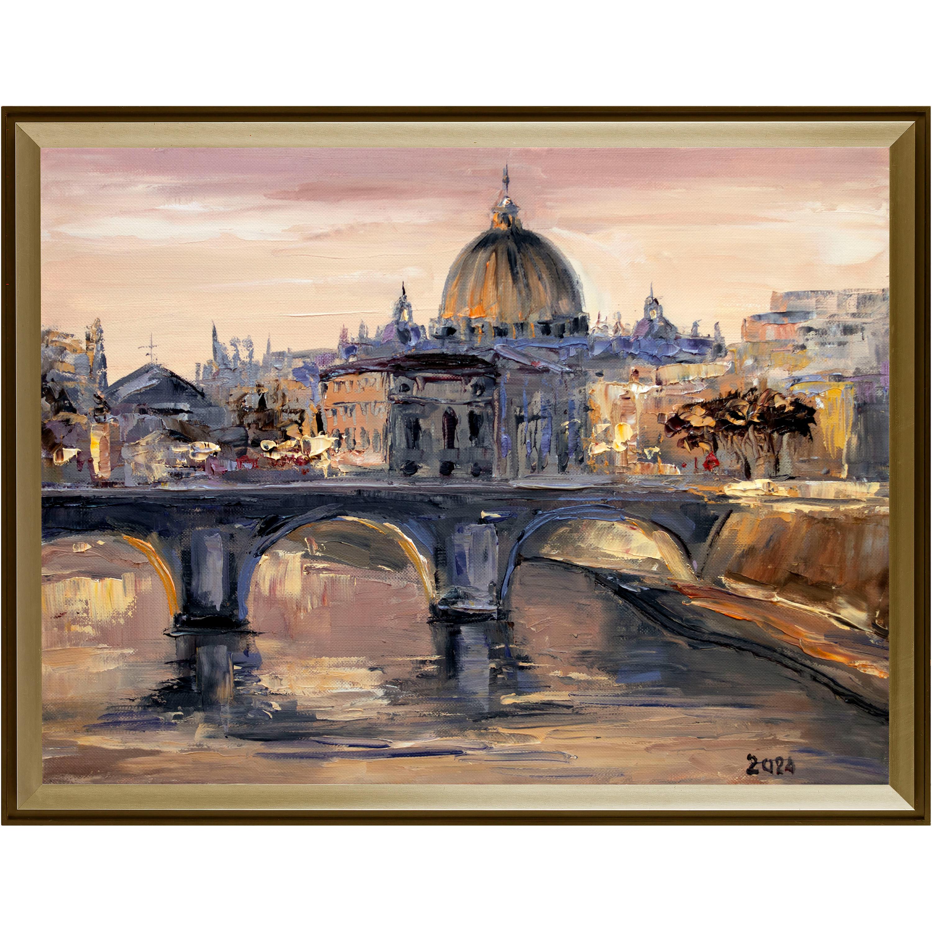 Rome at Sunset Oil Painting, Vatican, St. Peter's Basilica. Italy. - Etsy