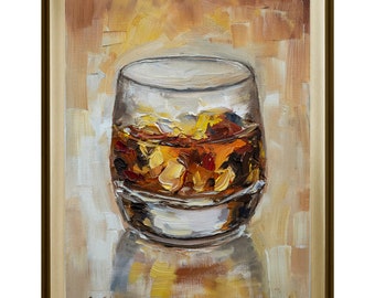 Peinture sur verre bourbon, empâtement, art mural bourbon, cadeau pour lui