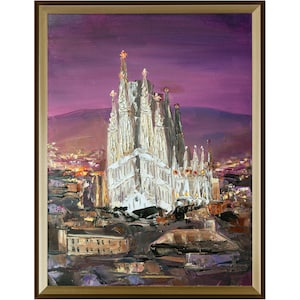 Dipinto della Sagrada Familia, Barcellona Impasto Original Art, dipinto della Spagna, regalo per lui