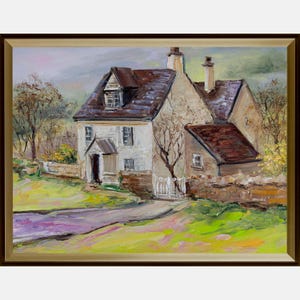 Irische Cottage Gemälde Originale Öl Landschaft Impasto Kleine Wand Dekor Impressionismus Kunst Coutryside Haus Kunstwerk