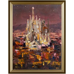 Sagrada Família painting, Barcelona Impasto Original Art, Spain painting, Gift for him