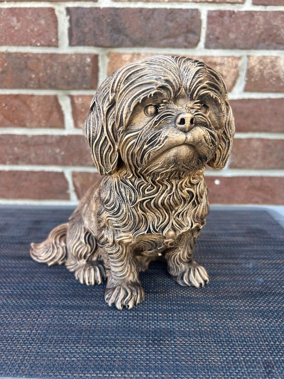 Hand-painted custom dog statue with a personalised name plate