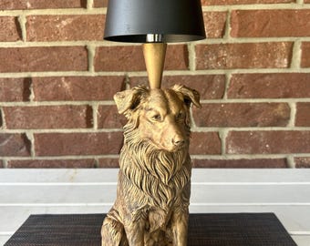 Cordless Australian Shepherd Lamp 14.75” - Hand-Painted, 3D Printed, Aussie Night Light