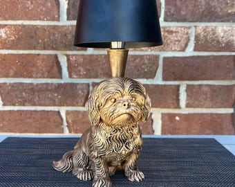 Cordless Shih Tzu Lamp 10” - Hand-Painted, 3D Printed, Shih Tzu Night Light