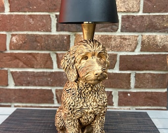 Cordless Golden Doodle Lamp 14.5” - Hand-Painted, 3D Printed, Golden Doodle Night Light
