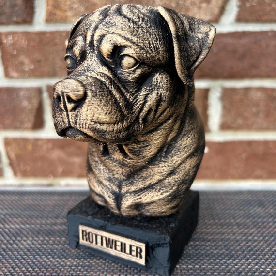 Hand-painted custom dog statue with a personalised name plate