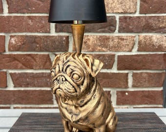 Cordless Pug Lamp 14” - Hand-Painted, 3D Printed, Pug Night Light