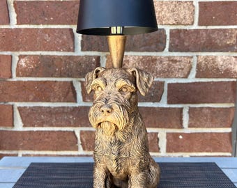 Cordless Schnauzer Lamp 14.5” - Hand-Painted, 3D Printed, Schnauzer Night Light