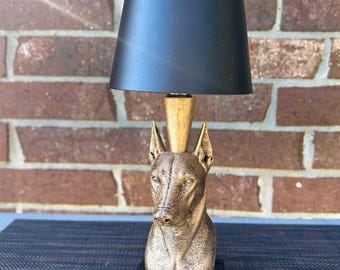 Cordless Doberman Lamp 10” - Hand-Painted, 3D Printed, Doberman Night Light