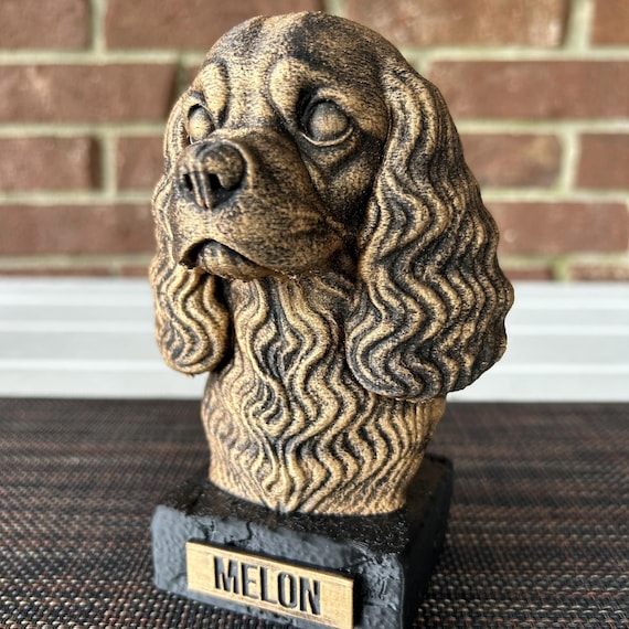 Hand-painted custom dog statue with a personalised name plate