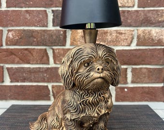 Cordless Shih Tzu Lamp 12.25” - Hand-Painted, 3D Printed, Shih Tzu Night Light