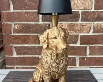 Cordless Golden Retriever Lamp 14.5” - Hand-Painted, 3D Printed, Golden Retriever Night Light