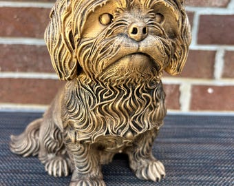 Imperfect (Lines or Minor Defects)  Shih Tzu Statue Hand-Painted, 3D Printed, Pet Memorial