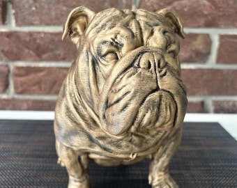 English Bulldog 7.5" Statue- Hand-Painted, 3D Printed, Pet Memorial