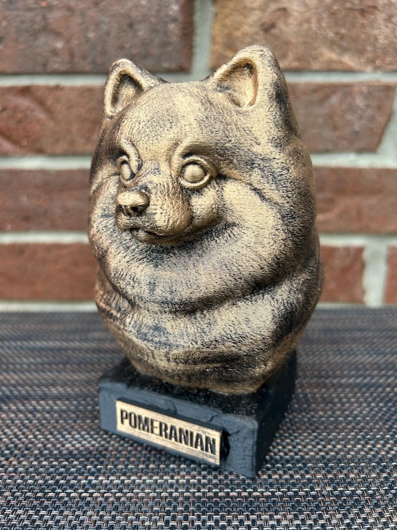 Hand-painted custom dog statue with a personalised name plate