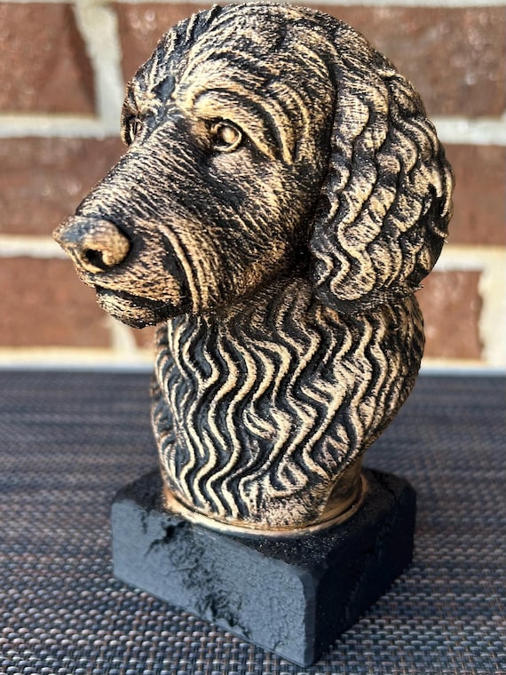 Hand-painted custom dog statue with a personalised name plate