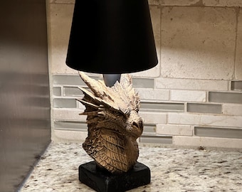 Cordless Storm Dragon Lamp 9.75” - Hand-Painted, 3D Printed, Dragon Night Light