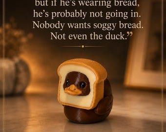 In Bread Duck Figurine, Funny Duck Stuck in Bread, 3D Printed Duck Desk Decor, Weird Cute Gift, Quirky Gag Gift, Inbred