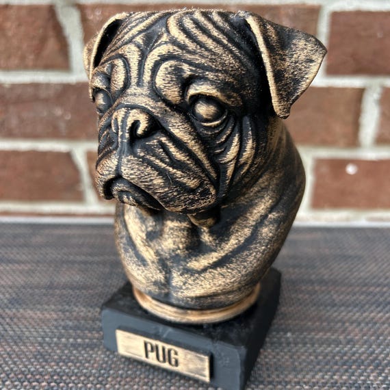 Hand-painted custom dog statue with a personalised name plate