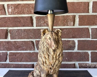 Cordless Rough Collie Lamp 12.5” - Hand-Painted, 3D Printed, Corgi Night Light