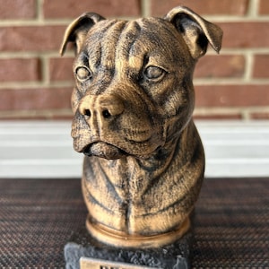 Staffordshire Bull Terrier Bust  - Hand-Painted, Customizable, 3D Printed