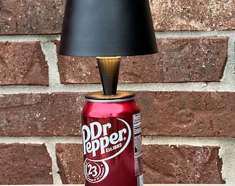 Cordless Upcycled Dr Pepper Can Lamp