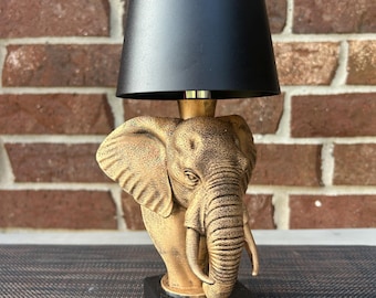 Cordless Elephant Lamp 10” - Hand-Painted, 3D Printed, Elephant Night Light