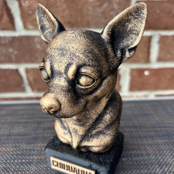 Hand-painted custom dog statue with a personalised name plate