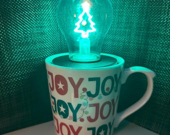 Cordless Christmas Mug Lamp Kit, Rechargeable Coffee Mug Accent Light, USB-C Battery Christmas’s Tree Bulb