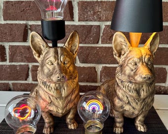 Cordless Corgi Lamp 13.5” - Hand-Painted, 3D Printed, Corgi Night Light