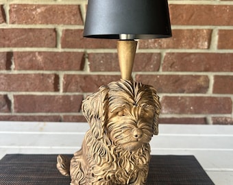 Cordless Maltipoo Lamp 13” - Hand-Painted, 3D Printed, Maltipoo Night Light