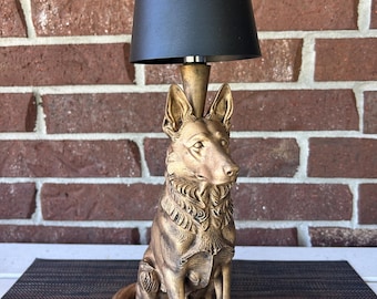 Cordless German Shepherd Lamp 14” - Hand-Painted, 3D Printed, German Shepherd Night Light