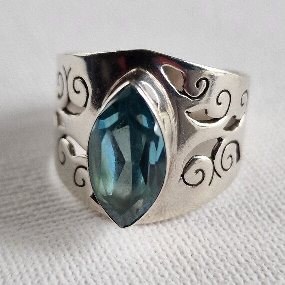 Blue Topaz Handcrafted Solid 925 Silver Sterling … - image 1
