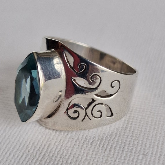 Blue Topaz Handcrafted Solid 925 Silver Sterling … - image 3