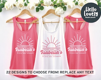 Bachelorette Tank Tops, Bride Squad Tanks, Mexico Bachelorette, Retro Bachelorette Party Crew, Bridesmaid Tank Tops, Miami Bach Party Gifts