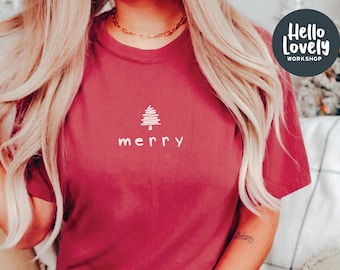 Merry Holiday Shirt, Comfort Colors Christmas Top, Comfort Colors Holiday Shirt, Christmas Party Shirt, Cute Women's holiday shirt, Xmas Tee