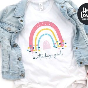 Rainbow Birthday Girl Shirt, Cute Rainbow Birthday T-Shirt, Birthday Girl Shirt, Kids Birthday Outfit, Rainbow Birthday Party Shirt