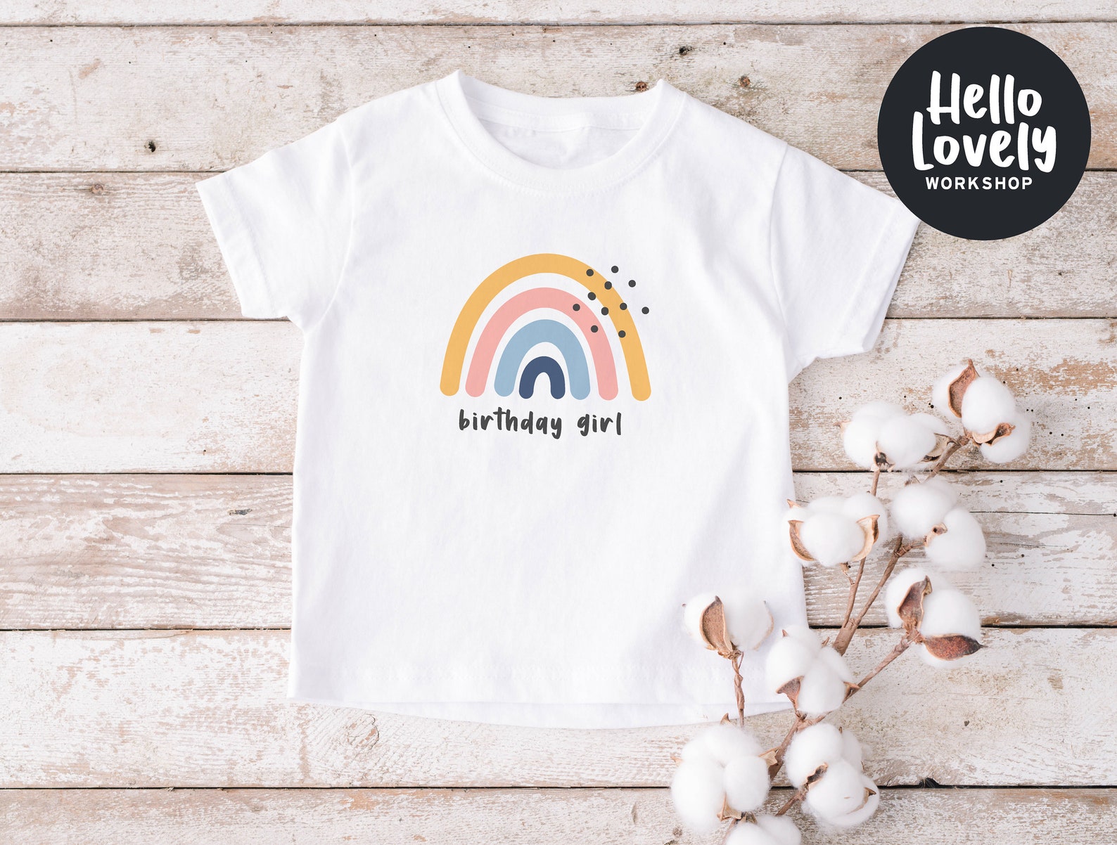 Rainbow Birthday Girl Embroidered Tee main image 0